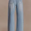 Jeans Perrie a vita media e gamba dritta con cintura – Blu chiaro slavato