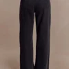 Jeans Perrie a vita media e gamba dritta con lacci – Nero slavato