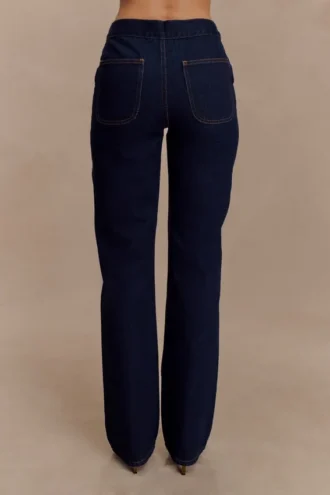 Jeans Remington a gamba dritta con scollo a V – Blu indaco