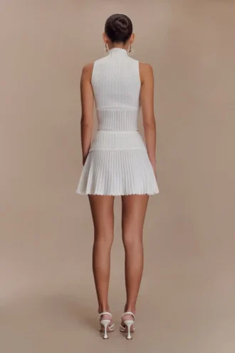 Mini gonna in maglia Indy Pointelle – Avorio