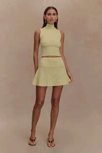 Mini gonna in maglia Indy Pointelle – Giallo limone Mini gonna in maglia Indy Pointelle – Giallo limone