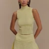 Mini gonna in maglia Indy Pointelle – Giallo limone