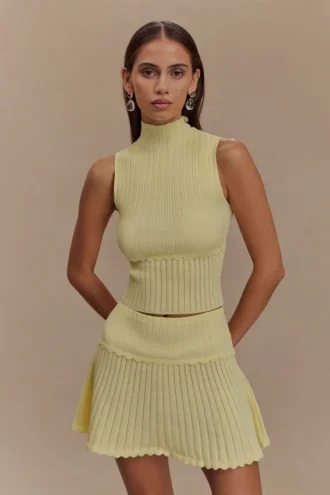 Top in maglia Indy Pointelle – Giallo limone Top in maglia Indy Pointelle – Giallo limone