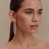 Orecchini pendenti con frange e cristalli Shea – Oro Orecchini pendenti con frange e cristalli Shea – Oro