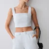 Pantaloncini in cotone Josephine con fascia in vita – Blu ghiaccio Pantaloncini in cotone Josephine con fascia in vita – Blu ghiaccio