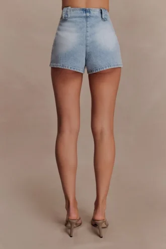 Pantaloncini in Denim a vita media Erin – Blu chiaro slavato Pantaloncini in Denim a vita media Erin – Blu chiaro slavato