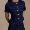 Pantaloncini in Denim con risvolto Carlene – Blu indaco