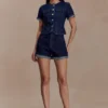 Pantaloncini in Denim con risvolto Carlene – Blu indaco