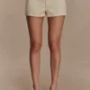 Pantaloncini in Denim ricamato Ebony – Crema Pantaloncini in Denim ricamato Ebony – Crema