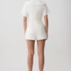 Camicia a maniche corte Melody con colletto in pizzo – Bianco