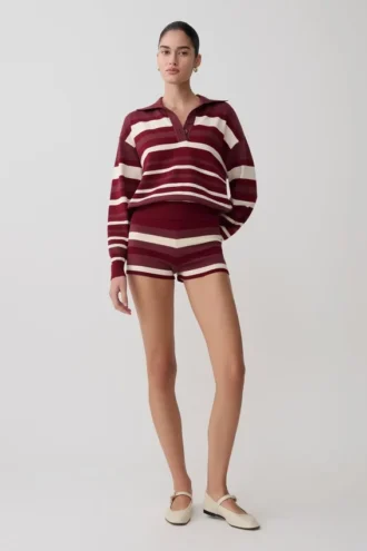 Pantaloncini in maglia a righe Philly – Borgogna/Crema Pantaloncini in maglia a righe Philly – Borgogna/Crema