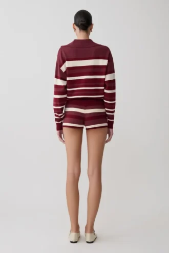 Pantaloncini in maglia a righe Philly – Borgogna/Crema Pantaloncini in maglia a righe Philly – Borgogna/Crema