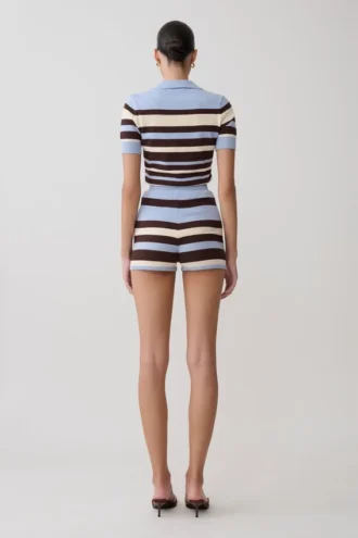 Pantaloncini in maglia a righe Philly – Cioccolato/Blu
