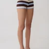 Pantaloncini in maglia a righe Philly – Cioccolato/Blu