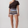 Pantaloncini in maglia a righe Philly – Cioccolato/Blu