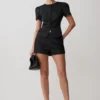 Top in raso a maniche corte Anne – Nero Top in raso a maniche corte Anne – Nero