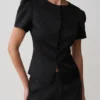 Top in raso a maniche corte Anne – Nero Top in raso a maniche corte Anne – Nero