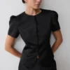 Top in raso a maniche corte Anne – Nero Top in raso a maniche corte Anne – Nero