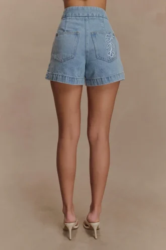 Pantaloncini ricamati Kylee – Blu medio