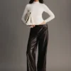 Pantaloni a gamba dritta in ecopelle Henry Croc – Cioccolato fondente