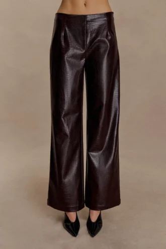 Pantaloni a gamba dritta in ecopelle Henry Croc – Cioccolato fondente Pantaloni a gamba dritta in ecopelle Henry Croc – Cioccolato fondente
