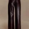 Pantaloni a gamba dritta in ecopelle Henry Croc – Cioccolato fondente