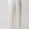 Pantaloni a gamba dritta in misto seta Kayla – Avorio
