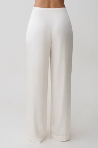 Pantaloni a gamba dritta in misto seta Kayla – Avorio Pantaloni a gamba dritta in misto seta Kayla – Avorio