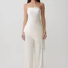 Pantaloni a gamba dritta in misto seta Kayla – Avorio