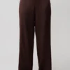 Pantaloni a gamba dritta in misto seta Kayla – Cioccolato fondente