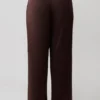 Pantaloni a gamba dritta in misto seta Kayla – Cioccolato fondente