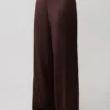Pantaloni a gamba dritta in misto seta Kayla – Cioccolato fondente
