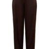 Pantaloni a gamba dritta in misto seta Kayla – Cioccolato fondente