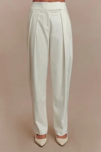 Pantaloni a vita alta con pieghe Penelope – Avorio Pantaloni a vita alta con pieghe Penelope – Avorio
