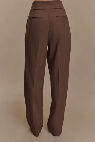 Pantaloni a vita alta con pieghe Penelope – Cioccolato Pantaloni a vita alta con pieghe Penelope – Cioccolato
