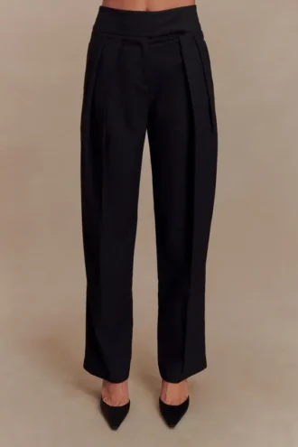 Pantaloni a vita alta plissettati Penelope – Nero Pantaloni a vita alta plissettati Penelope – Nero