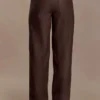 Pantaloni a vita media in ecopelle Theo – Cioccolato fondente Pantaloni a vita media in ecopelle Theo – Cioccolato fondente
