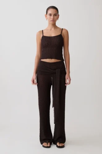 Pantaloni in maglia bouclé Mattais – Cioccolato fondente Pantaloni in maglia bouclé Mattais – Cioccolato fondente