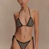 Slip bikini allacciato Corrie in crochet – Righe nere e neutre Slip bikini allacciato Corrie in crochet – Righe nere e neutre