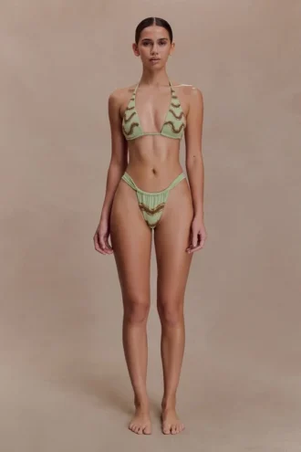 Slip bikini con perline Robyn – Salvia