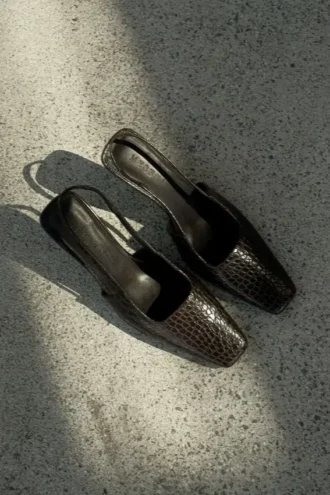 Tacco Maren in ecopelle coccodrillo – Cioccolato
