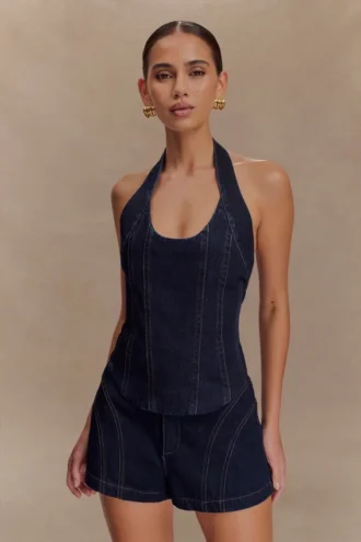 Top a fascia in Denim Meadow – Blu indaco