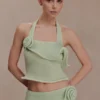 Top a giro collo in maglia intrecciata Samira – Verde pastello Top a giro collo in maglia intrecciata Samira – Verde pastello