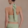 Top a giro collo in maglia intrecciata Samira – Verde pastello Top a giro collo in maglia intrecciata Samira – Verde pastello