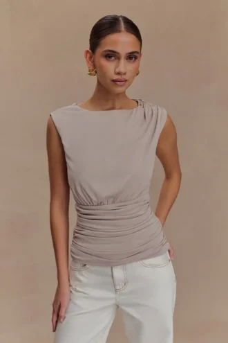 Top a maniche corte Anthony – Taupe
