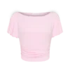 Top a maniche corte con volant in modal Talise – Rosa balletto