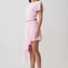 Top a maniche corte con volant in modal Talise – Rosa balletto