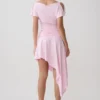 Top a maniche corte con volant in modal Talise – Rosa balletto
