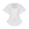 Top a maniche corte in cotone Liberty – Bianco Top a maniche corte in cotone Liberty – Bianco