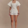 Top a maniche corte in cotone Liberty – Bianco Top a maniche corte in cotone Liberty – Bianco
